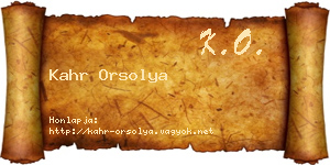 Kahr Orsolya névjegykártya